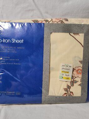 Vtg WestPoint Pepperell Floral Queen Flat Sheet 130 TC Irregular NOS New